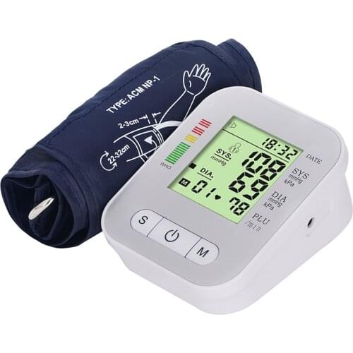 Medical Household Digital Upper Arm Cuff Blood Pressure Pulse Heart Rate Tonometer Home Portable Sphygmomanometer Monitor Meter