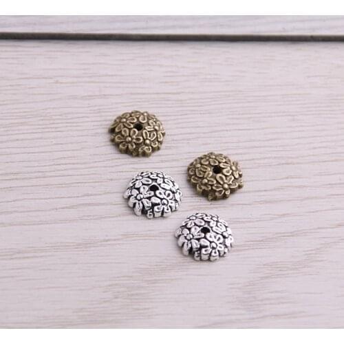 SWEET BELL 120pcs 3*11*11mm Two Color Bead Caps Charm Hollow MINI Flower Pendants Jewelry Accessories DIY Receptacle Charms