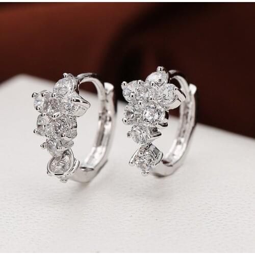 DE248 Fashion Street Snap Delicacy 4A Zircon Flower Geometry Ear Stud GIRLS Gift Party Banquet WOMENS Jewelry Earrings 2021