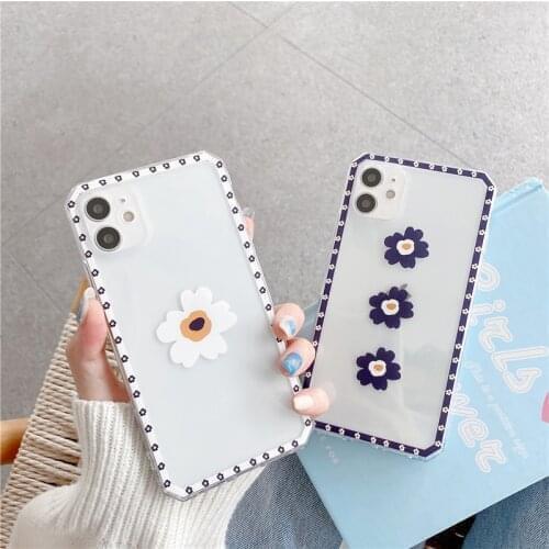 Luxury Cute INS Daisy flower Transparent Soft TPU Phone Case For iphone 11 Pro Max X XR XS Max 12 Mini 6 6S 7 8 Plus Back Cover
