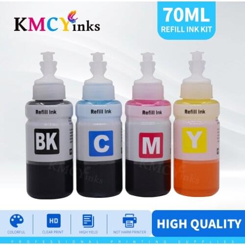 KMCYinks 4colors *70ml Bottle Refill Ink Kit for Printer for Epson L100 L110 L132 L200 L210 L222 L300 L362 L366 L550 L555 L566