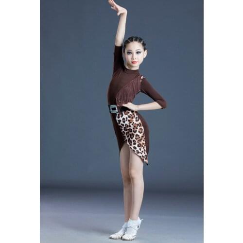 New Women Fashion Leopard Print Girls Latin Dance Fringe Dress Ballroom Competition Evening Party Stage Performance Clothing Set