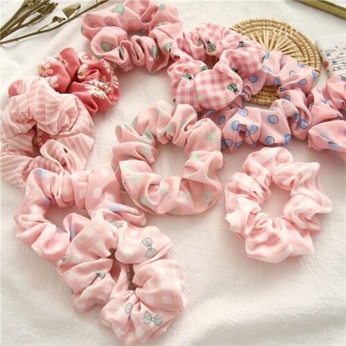 Fashion Korean New Style Women Pink Elastic Hairbands Girls Sweet Color Hair Rings Cute Hair Roop Ties For Women