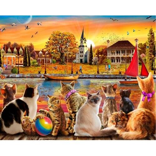 Diy 5D Diamond Embroidery Animals Painting Rhinestones diamond painting Cross-Stitch cat Handcraft Art Needlework Room Decor