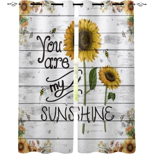 You Are My Sunshine Bee Sunflower Printed Window Curtains Living Room Bedroom Curtains Polyester Cloth Home Decor