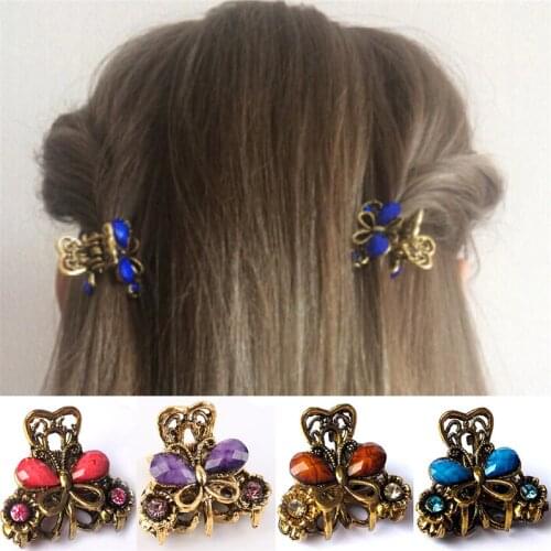 Hair Ornaments Rhinestones Claw Clip Headwear Accessories Metal Hair Claw Clip For Women Jewelry Crab Butterfly Hair Clip