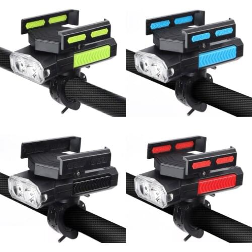 5 In 1 Bike Lamp With Phone Holder Bike Bell 2000mAh Capacity LED Headlight For Bicycle