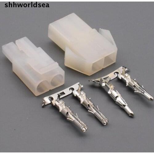 Worldgolden 10/50/100 sets 2P 2 Way pin Big type connector Set Kits large type set EL 6.2MM male Female socket plug