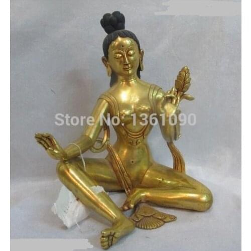 Xd 00657 Nepal Amazing Sacred 100% Purple Bronze 24K Gold Kwan-yin Goddess Buddha Statue