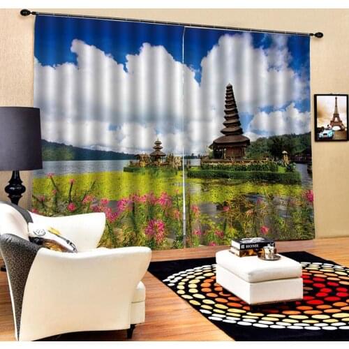 Nature scenery curtains Customized size Luxury Blackout 3D Window Curtains For Living Room Blackout curtain