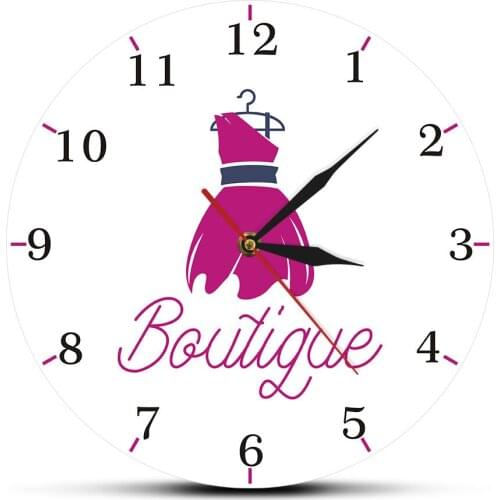 Feminine Beauty Room Dressing Wall Art Home Decor Fashion Couture Boutique Wall Clock Hanging Wall Watch Dress Designer Gift