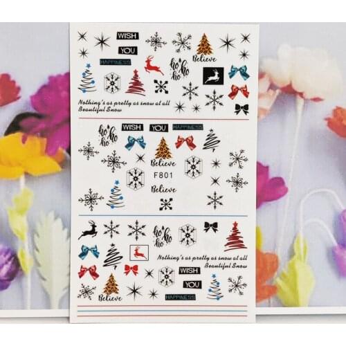 3D Stickers for Nails Snowflake Line Deer Christmas Design Fashion Manicure Sticker Accessories Cute Cartoon Nail Art Decoration