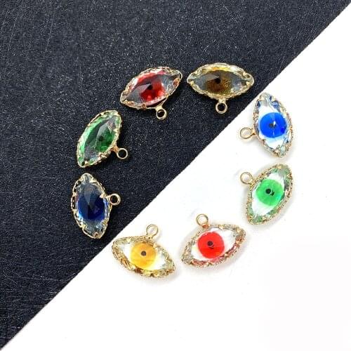 5pcs/bag of Exquisite Starry Sky Eye-shaped Natural Crystal Pendant 16X11mm DIY Handmade Jewelry Accessories Ladies Jewelry
