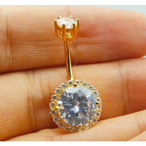 925 sterling silver belly button ring cubic zircon Navel Piercings body Jewelry for women