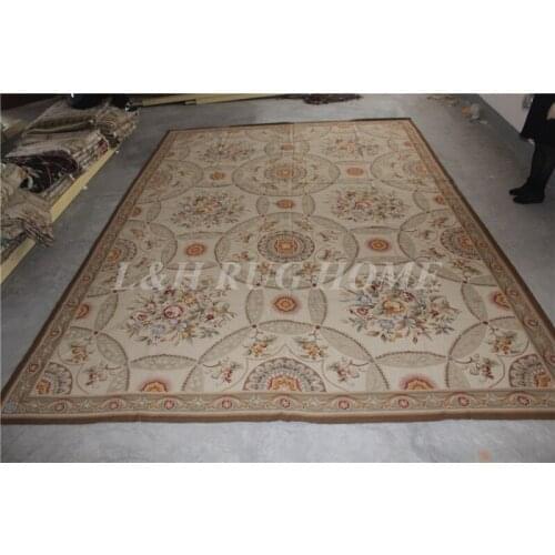 Free shipping 9.8'x13.9' needlepoint rugs 100% New Zealand wool rugs rice stitched handmade rugs carpets for home decoration