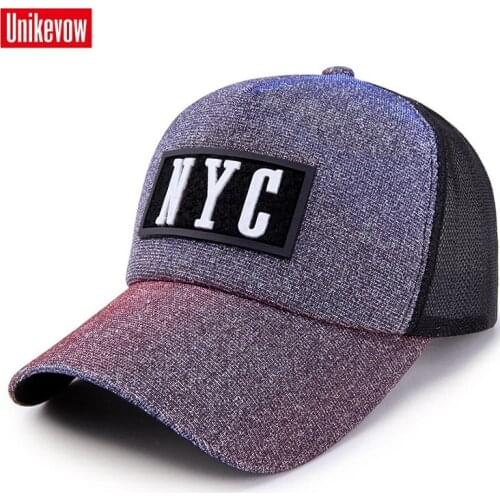 UNIKEVOW 1Piece Baseball NYC Adjustable mesh Cap Casual leisure hats Shinning Color Fashion Snapback Summer mesh hat