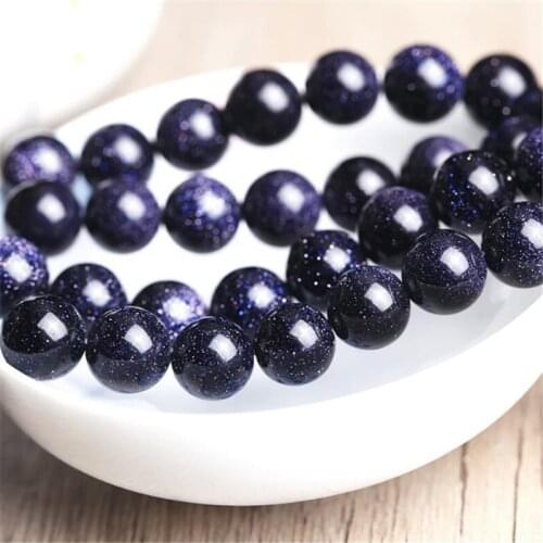 Natural Stone Beads Fashion Blue Sand Loose Bead 4/6/8/10mm for DIY Jewelry Making Bracelet Necklace Gift