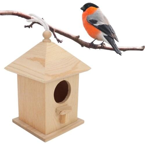 Wooden Bird House Nest Box Outdoor Hanging Birdhouse for Lawn Home Art Decor