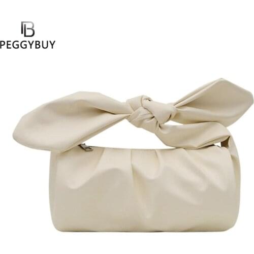 Women designer shoulder bag bow totes handbag cloud Underarm design pleated purse pouch shoulder bag 2021 spring new green beige