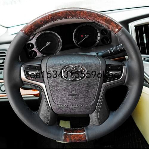 For Toyota Land Cruiser Prado CROWN Hand Stitched Car Steering Wheel Cover Imitation Peach Grain Leather Interior