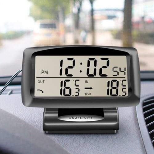 Car Electronic Clock Temperature Meter Auto Indoor And Outdoor Thermometer Dual Sensors LC