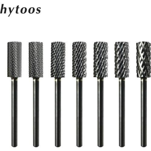 HYTOOS Small Barrel Nail Drill Bit 3/32" Carbide Nail Bits Milling Cutter For Manicure Nails Drills Accessories Gel Remove Tool