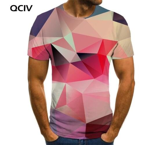 QCIV Geometry T-shirt Men Colorful T-shirts 3d Graphics Funny T shirts Creativity Tshirts Casual Short Sleeve Punk Rock Fashion