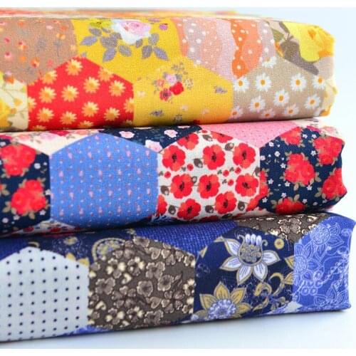 Geometric Pattern Plant Floral Printed Cotton Fabrics Digital Printing Patchwork Cloth Handmade Dolls Sewing DIY Decor Material