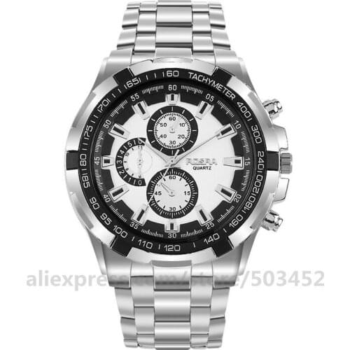 100pcs/lot Classic Black Circle Men Watch Silver Alloy Belt Wristwatch Business Style Gentlemen 3 Eye Decorate Watch