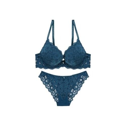 Women Sexy Bra Brief Sets Lace Embroidery Underwear Sets Soft Breathable Push Up Bra Gir Lingerie Sexy Panties and Bra Sets