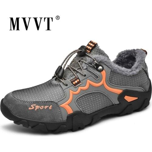 Two Style Winter Warm Men Hiking Shoes With Fur Large Size Outdoor Sneakers Men Sport Shoes
