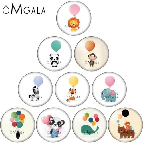 Balloon animals Lion Monkey Tiger Bear Panda 10mm/12mm/16mm/18mm/25mm Round Photo Glass Cabochon Demo Flat Back Making Findings