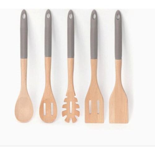 Kitchen Wood Cooking Spoon Spatula Ladle Turners Utensils Dinnerware Set Cooking Tools Accessories Supplies