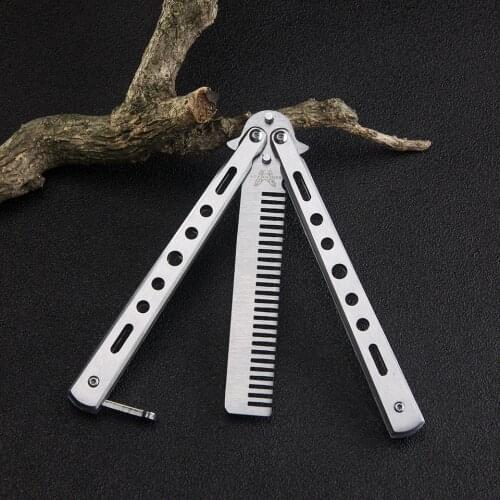 440C Stainless Steel Multifunction Foldable Butterfly Knife Training Comb Shake Comb Butterfly Training Knife Comb Gaming Tool