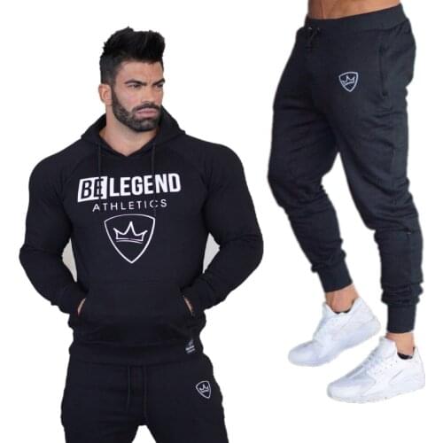 High quality Gyms Brand Mens Sets 2020 New Fashion Sportswear Tracksuits Sets Mens Hoodies+Pants casual Outwear Suits
