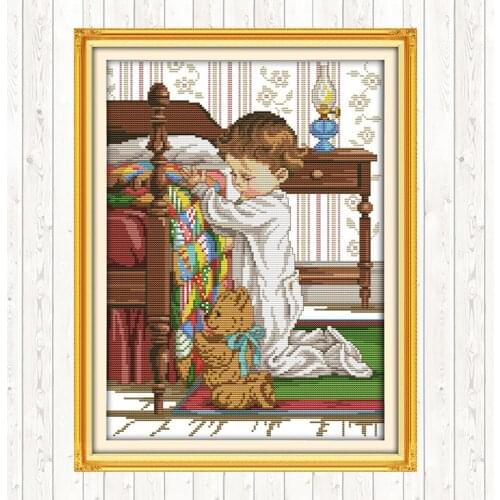 Pray Beside The Bed Cross Stitch Kit 11CT 14CT Cross Stitch Set Embroidery Handmade Needlework Package DMC Floss Kit Home Decor