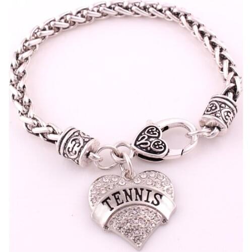 New Arrival rhodium plated studded with sparkling crystal TENNIS heart jewelry charm bracelet