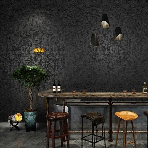 Beibehang Retro mottled pattern plain wallpaper gray black PVC clothing store restaurant hotel bar decoration wallpaper