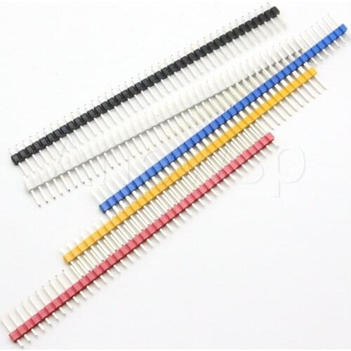 10PCS 2.54mm Pitch Single row Male Header 1*40P Red Blue Yellow White Green Color PIN Header PCB JST Connector Strip for Arduino