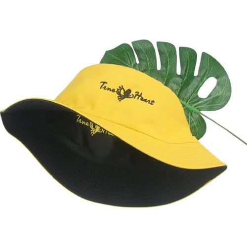 2021 Bucket Hat Women Patchwork Double Sided Summer Women Hats Flat Solid Embriodery Wide Brim Women Bucket Hats Gorro Pescador