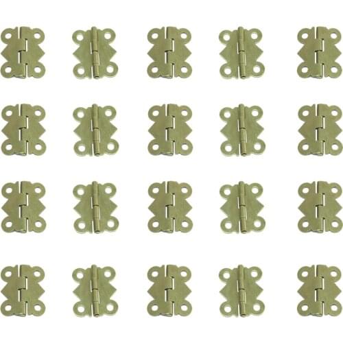 20Pcs Iron Butterfly Chrome Plated Butt Metal Door Cabinet Cupboard Closet Hinges with Screws 16*20mm For Furniture Hardware