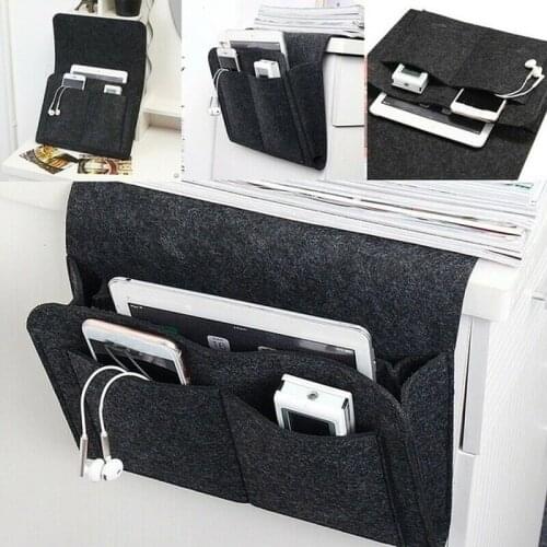 Bedside Felt Storage Bag with Pockets Bed Sofa Desk Hanging Organizer for Phone Magazines Tablets Remotes GK99
