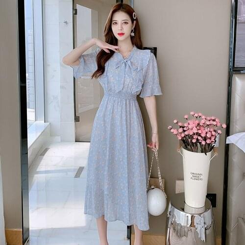 Chiffon Print Dress Womens Summer Dress 2021 New Soft And Sweet Super Xiansen First Love Dress
