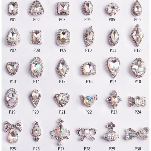 Mix Shape Glass Crystal Colorful AB Rhinestones Gems Alloy Metal 3D Tips DIY Jewelry And Nail Art Accessories 5/10Pcs