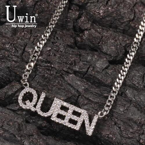 Uwin Custom Name Necklace Mini Letter Cubic Zirconia Personalized Necklace Fashion Hiphop Jewelry