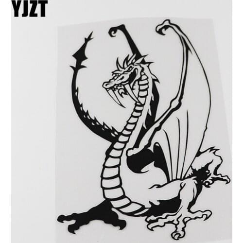 YJZT 13.6CMX18.5CM High Quality Ferocious Dragon Wings Vinyl Black/Silver Car Sticker 13C-0159