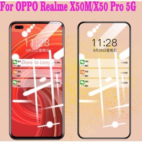 2PCS Full Glue Full Cover Tempered Glass For OPPO Realme X50M Screen Protector protective film For OPPO Realme X50 Pro 5G glass