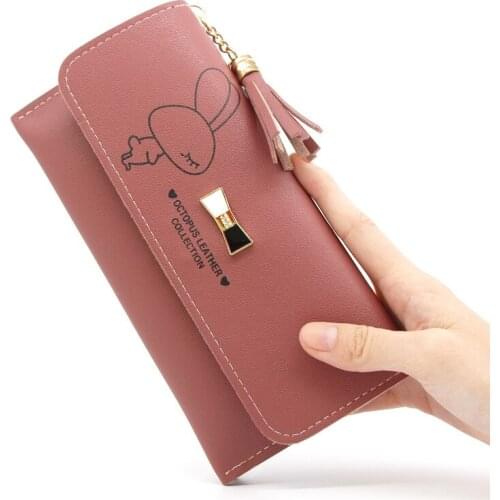 Women Wallets Long Female Coin Purses Designer Long Ladies Tassel Money Bags Card Holder Clutch Phone Bags Cute Girls Handbags