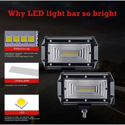 5 Inch 240W Car LED Light Bar Driving Fog Off Road Lights IP67 Waterproof Spot Flood Combo Beam For Pickup Truck SUV Boat 2Pcs