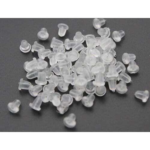 200pcs/lot 4x4.5mm Silicone Rubber Earrings Backs Stoppers Round Ear Plugging Blocked Plastic Ear Back for DIY Jewelry Making